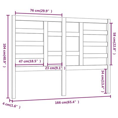 vidaXL Uzglavlje za krevet sivo 166 x 4 x 104 cm od masivne borovine