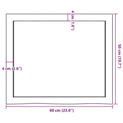 vidaXL Stolna ploča 60x50x(2-4) cm od netretirane masivne hrastovine