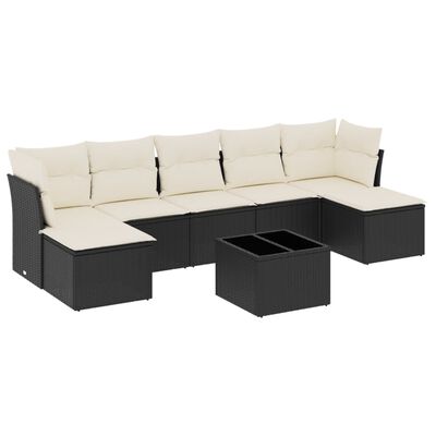 vidaXL 8-dijelni set vrtnih sofa od poliratana s jastucima crni