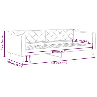 vidaXL Dnevni krevet crni 90 x 190 cm od tkanine