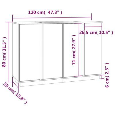 vidaXL Komoda smeđa boja meda 120 x 35 x 80 cm od masivne borovine