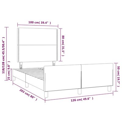 vidaXL Okvir za krevet s uzglavljem sivi 120x200 cm od umjetne kože