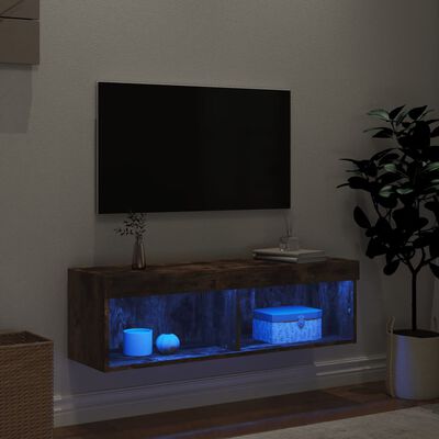 vidaXL TV ormarić s LED svjetlima boja dimljenog hrasta 100x30x30 cm