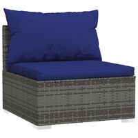 vidaXL Srednja vrtna sofa od poliratana s jastucima siva