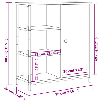 vidaXL Komoda boja dimljenog hrasta 70 x 30 x 80 cm konstruirano drvo