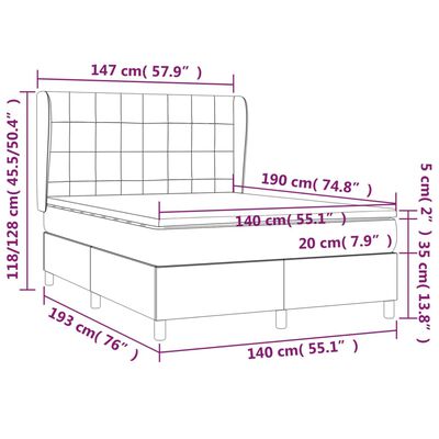 vidaXL Krevet s oprugama i madracem plavi 140 x 190 cm od tkanine