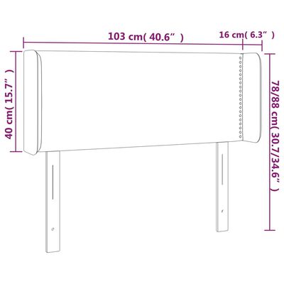 vidaXL LED uzglavlje sivo 103x16x78/88 cm od umjetne kože