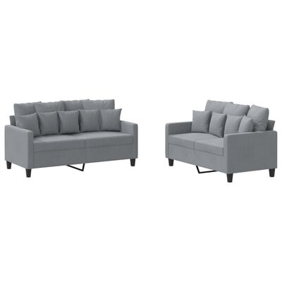 vidaXL 2-dijelni set sofa s jastucima svjetlosivi od tkanine