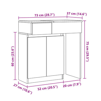 vidaXL Toaletni stolić s LED svjetlima siva boja betona 115x37x110,5cm