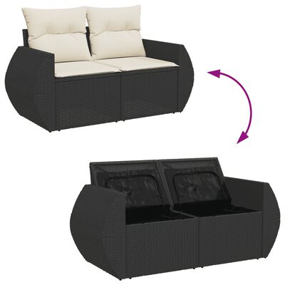 vidaXL 8-dijelni set vrtnih sofa od poliratana s jastucima crni