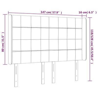 vidaXL LED uzglavlje krem 147 x 16 x 118/128 cm od tkanine