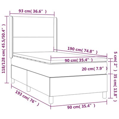 vidaXL Box spring krevet s madracem crni 90x190 cm od tkanine