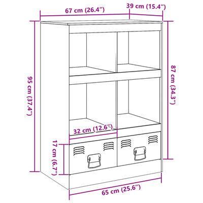 vidaXL Visoka komoda maslinastozeleni 67 x 39 x 95 cm čelična