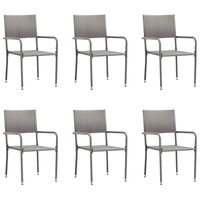 vidaXL Vrtne blagovaonske stolice složive 6 kom sive od poliratana