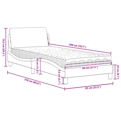 vidaXL Krevet s madracem ružičasti 80 x 200 cm baršunasti