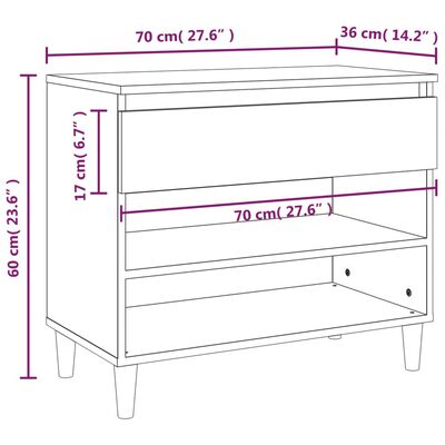 vidaXL Ormarić za cipele boja hrasta 70 x 36 x 60 cm konstruirano drvo