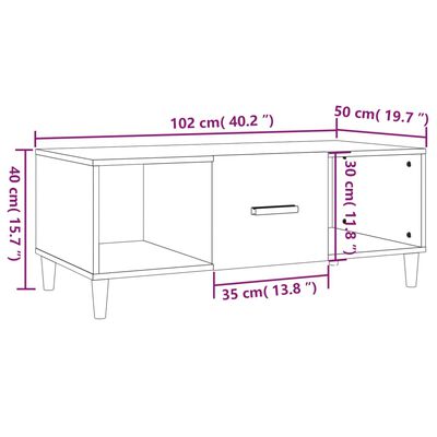 vidaXL Stolić za kavu bijeli 102 x 50 x 40 cm od konstruiranog drva