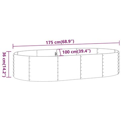 vidaXL Povišena vrtna gredica od čelika 175x100x36 cm zelena