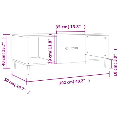 vidaXL Stolić za kavu crni 102 x 50 x 40 cm od konstruiranog drva