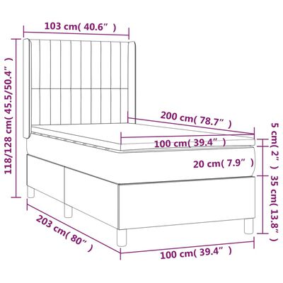 vidaXL Krevet box spring s madracem LED crni 100x200 cm baršun