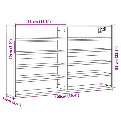 vidaXL Vitrina boja smeđeg hrasta 100x15x58 cm od konstruiranog drva