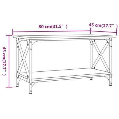 vidaXL Stolić za kavu crni 80x45x45 cm konstruirano drvo i željezo