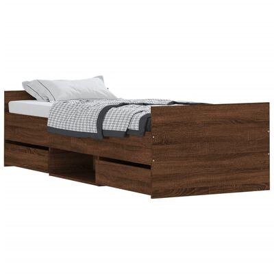 vidaXL Okvir kreveta s uzglavljem i podnožjem boja hrasta 75 x 190 cm