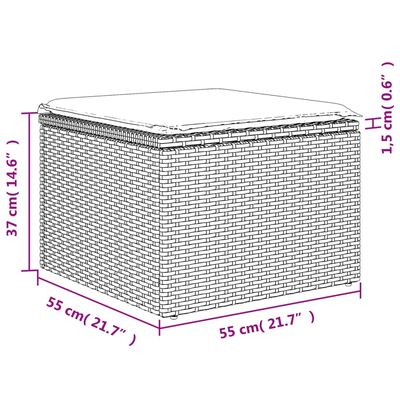 vidaXL Vrtni tabure s jastukom crni 55 x 55 x 37 cm od poliratana