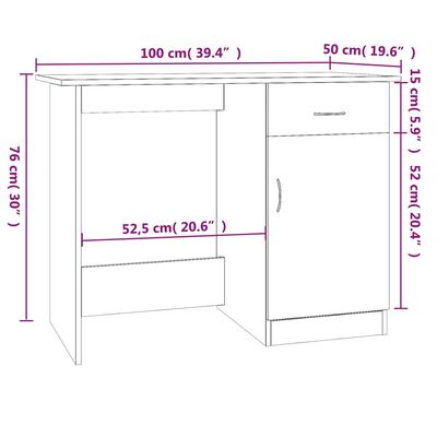 vidaXL Radni stol boja dimljenog hrasta 100x50x76 cm konstruirano drvo