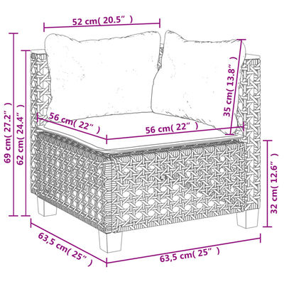 vidaXL 6-dijelni set vrtnih sofa s jastucima crni od poliratana