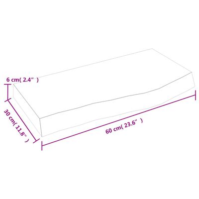 vidaXL Kupaonska radna ploča 60x30x(2-6) cm netretirano masivno drvo