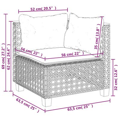 vidaXL 10-dijelni set vrtnih sofa s jastucima crni od poliratana