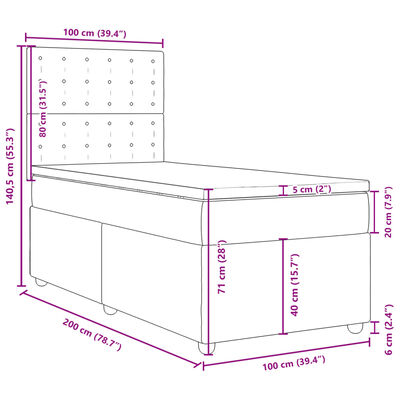 vidaXL Krevet s oprugama i madracem crni 100 x 200 cm od tkanine