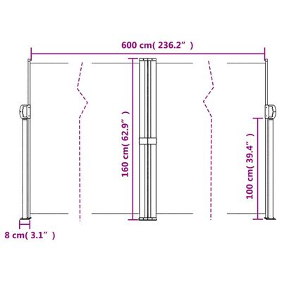 vidaXL Uvlačiva bočna tenda 160 x 600 cm plava