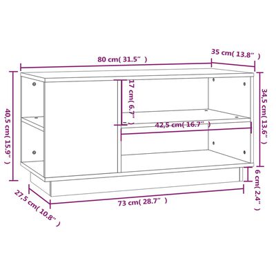 vidaXL TV ormarić smeđa boja meda 80x34x40,5 cm od masivne borovine