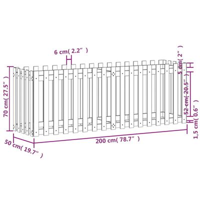 vidaXL Povišena vrtna gredica crna 200x50x70 cm masivna borovina