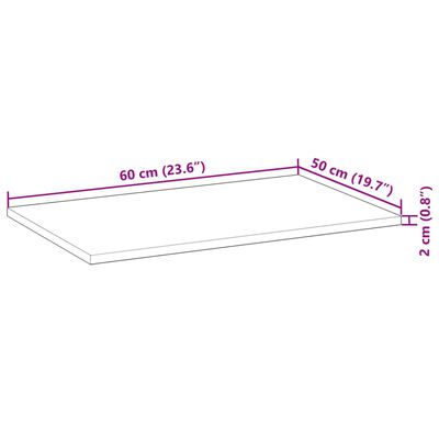 vidaXL Površina za umivaonik neobrađena 60 x 50 x 2 cm od drva bagrema