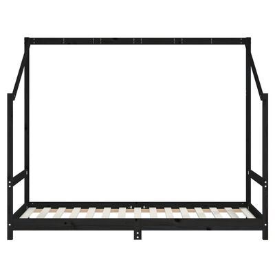 vidaXL Okvir za dječji krevet crni 90 x 190 cm od masivne borovine
