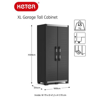 Keter ormarić za pohranu s policama Garage XL crno-srebrni 188 cm