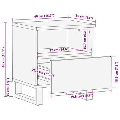 vidaXL Noćni ormarići 2 kom 40x34x46 cm od masivnog obnovljenog drva