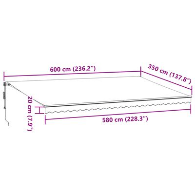 vidaXL Tenda na automatsko uvlačenje LED antracit i bijela 600x350 cm