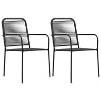 vidaXL Vrtne stolice 2 kom od pamučnog užeta i čelika crne