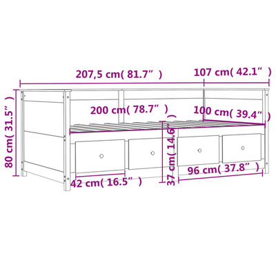 vidaXL Dnevni krevet voštano smeđi 100 x 200 cm od masivne borovine