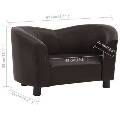 vidaXL Sofa za pse smeđa 67 x 41 x 39 cm od umjetne kože