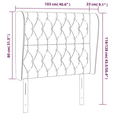 vidaXL Uzglavlje s ušima ružičasto 103x23x118/128 cm baršunasto