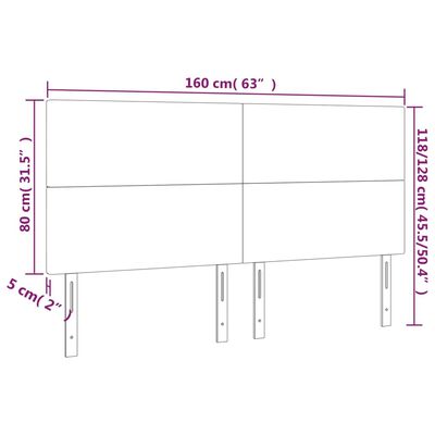 vidaXL Uzglavlja 4 kom tamnosivi 80x5x78/88 cm od tkanine