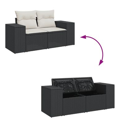 vidaXL 10-dijelni set vrtnih sofa s jastucima crni od poliratana