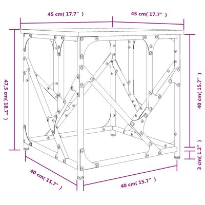 vidaXL Stolić za kavu boja hrasta 45 x 45 x 47,5 cm konstruirano drvo