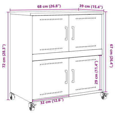 vidaXL Komoda crna 68x39x72 cm hladno valjani čelik