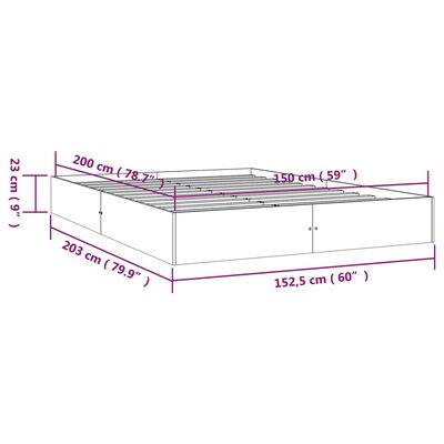 vidaXL Okvir za krevet od masivnog drva bijeli 150 x 200 cm 5FT King